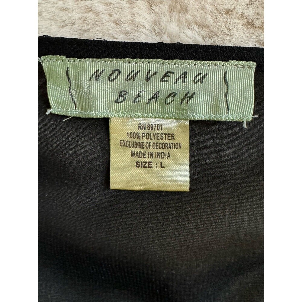 Nouveau Beach Women’s Sheer Black Beaded Beach Coverup Blingy Sexy Size L EUC - Picture 5 of 6